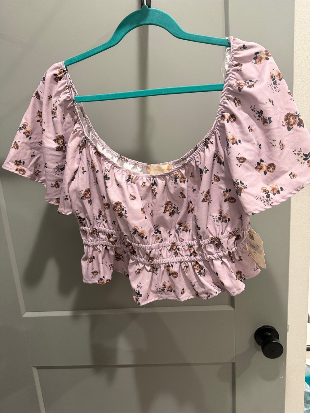 Altar'd State Lavender Floral Smocked Crop Top